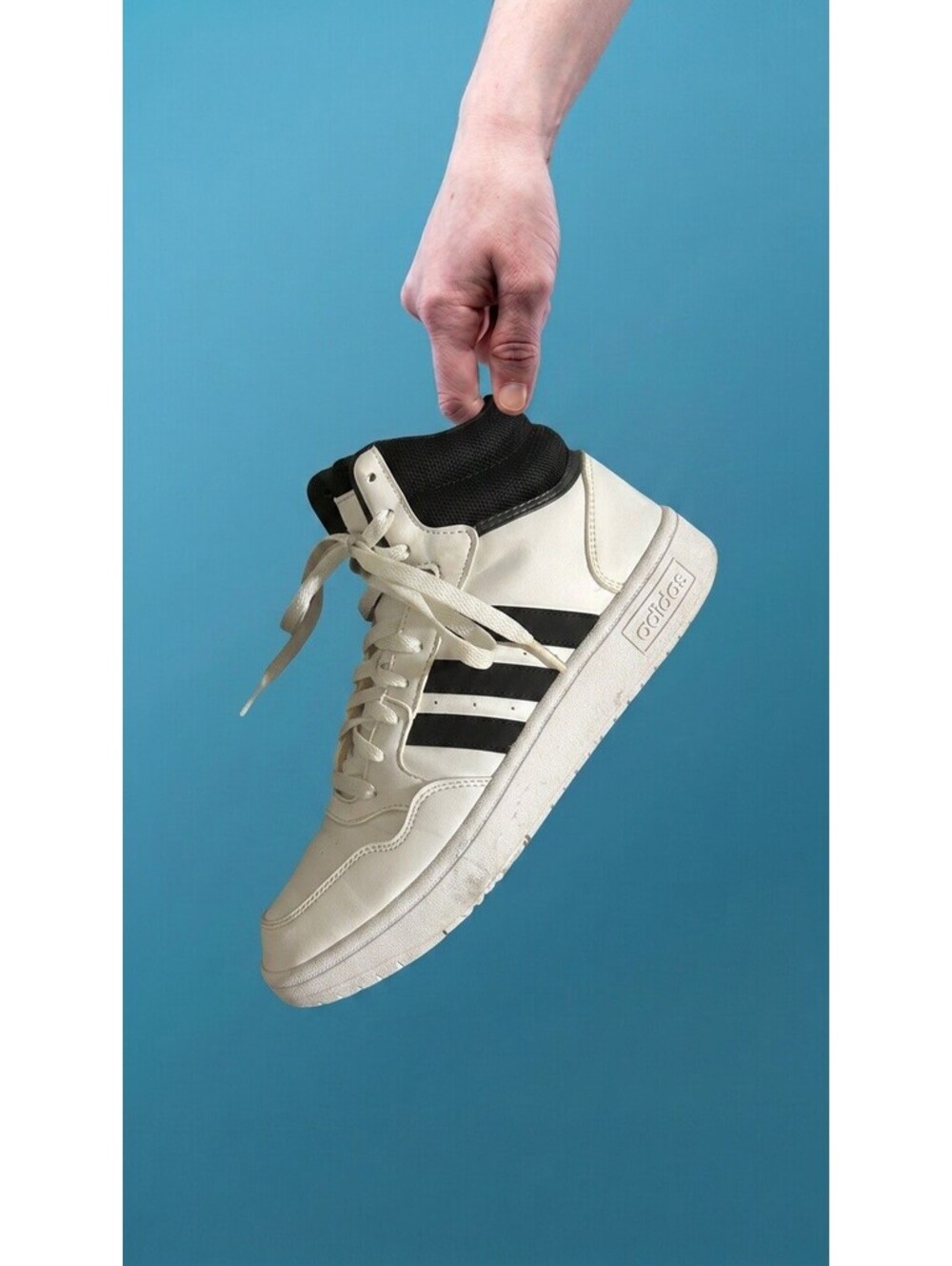 Adidas High-Top Sneakers in White and Black, Size 10